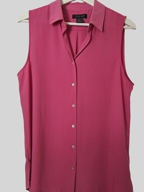 Rachel Zoe Sleeveless Button-Front Pink Blouse